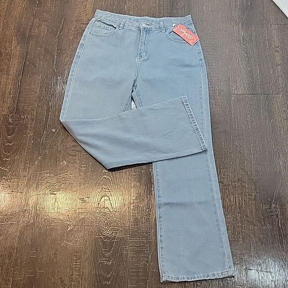 Rowme High Rise Straight Leg Light Wash Jeans - Picture 2 of 16